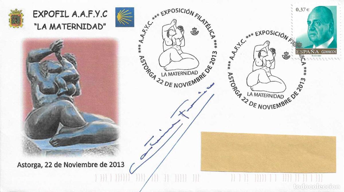 Sellos: RARO LA MATERNIDAD DE CASTORA FRANCISCO CASTORINA ASTORGA (LEON) 2013 MATASELLOS SOBRE MOD 1 FIRMADO