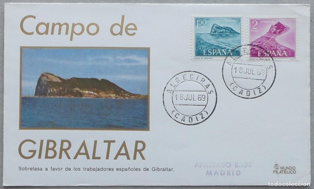 Sellos: 1969-ESPA&Ntilde;A-SOBRES PRIMER DIA-VER FOTO-N&ordm;1933/4-PRO TRABAJADORES ESPA&Ntilde;OLES DE GIBRALTAR