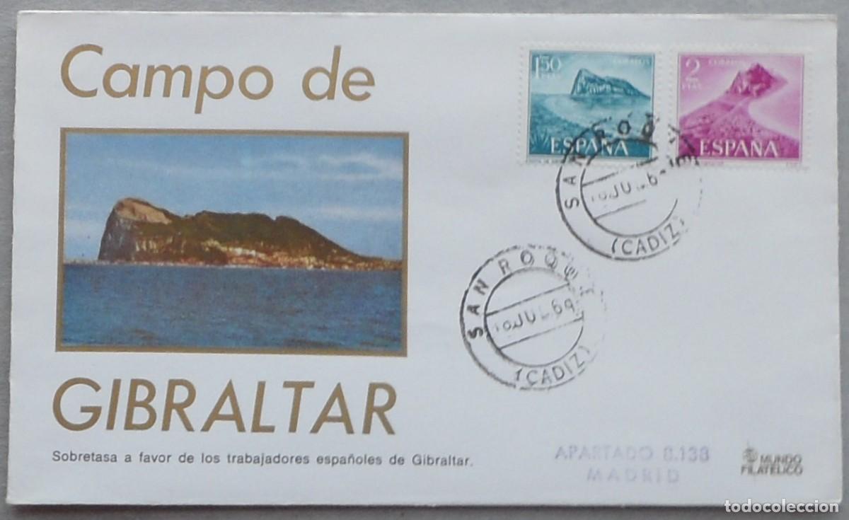Sellos: 1969-ESPA&Ntilde;A-SOBRES PRIMER DIA-VER FOTO-N&ordm;1933/4-PRO TRABAJADORES ESPA&Ntilde;OLES DE GIBRALTAR