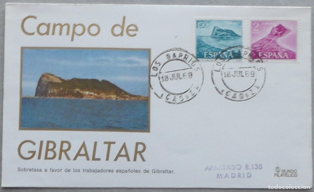 Sellos: 1969-ESPA&Ntilde;A-SOBRES PRIMER DIA-VER FOTO-N&ordm;1933/4-PRO TRABAJADORES ESPA&Ntilde;OLES DE GIBRALTAR