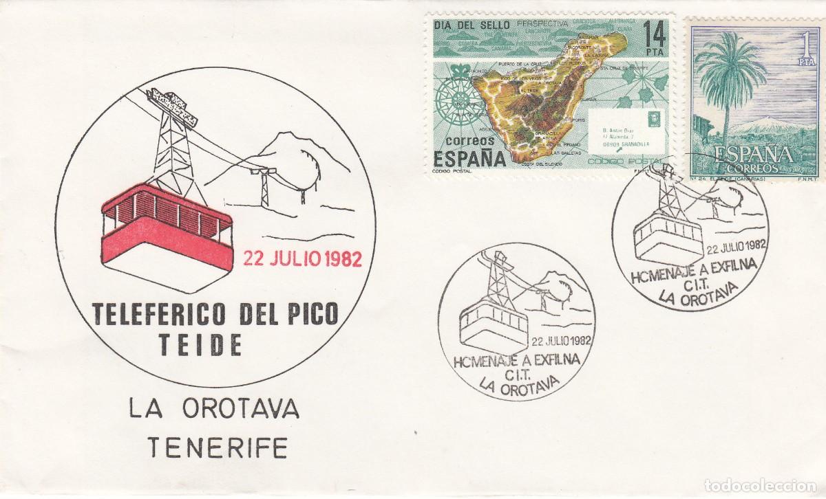 Sellos: MATASELLOS HOMENAJE A EXFILNA - TELEF&Eacute;RICO DEL PICO TEIDE - LA OROTAVA - 1982