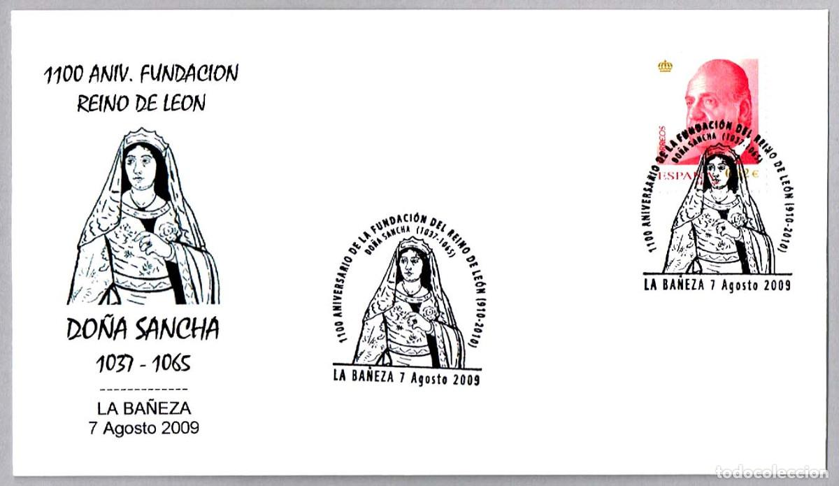 Sellos: Matasellos 1100 ANIV. FUNDACION REINO DE LEON - DONA SANCHA. La Ba&ntilde;eza, Leon, 2009