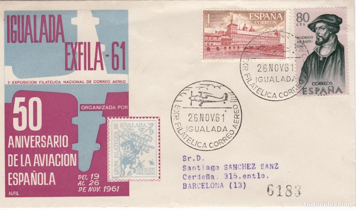 Sellos: MATASELLOS EXPOS. FILAT&Eacute;LICA CORREO A&Eacute;REO - IGUALADA - 1961