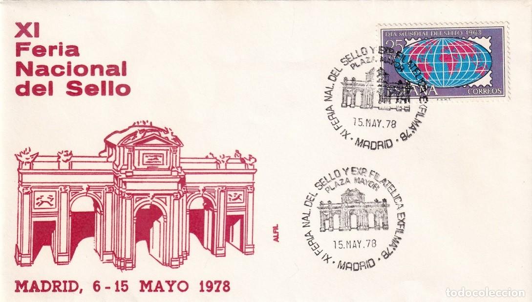 Sellos: Sobre en Alfil Barcelona 1977 - XI Feria Nacional del sello y Exposici&oacute;n Filat&eacute;lica Exfilma 78