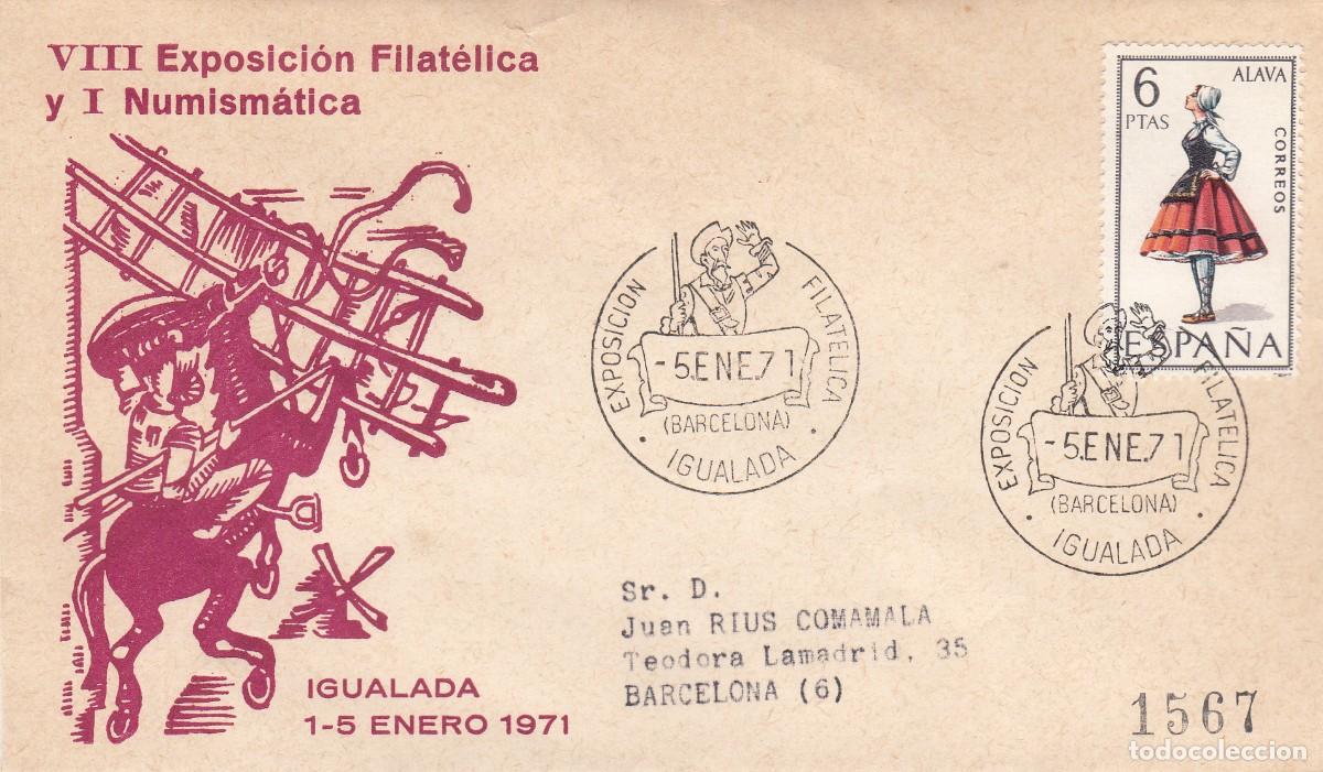 Sellos: TEM QUIJOTE - MATASELLOS EXPOSICI&Oacute;N FILAT&Eacute;LICA - IGUALADA - 1971
