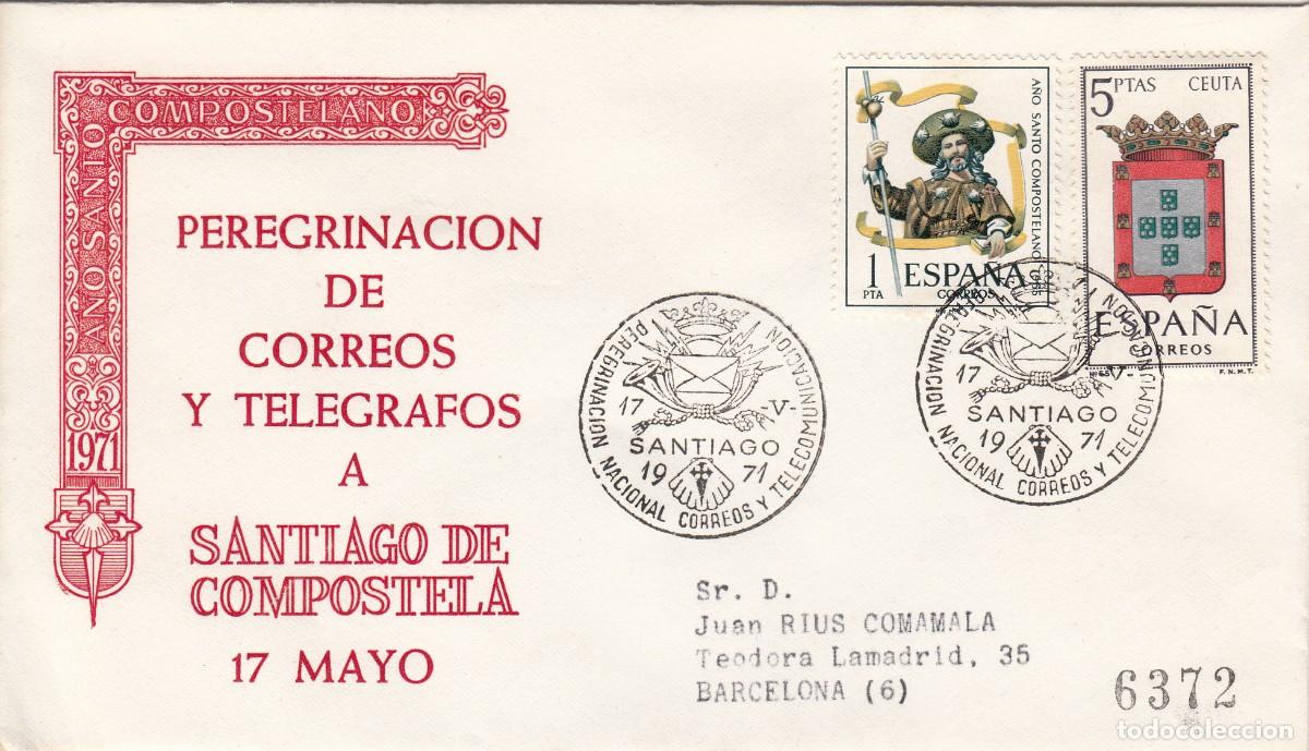 Sellos: TEM. CAMINO SANTIAGO - MATASELLOS PEREGRINACI&Oacute;N DE CORREOS Y TEL. SANTIAGO DE COMPOSTELA - 1971