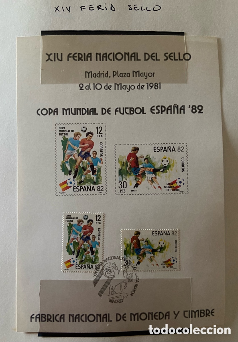 Sellos: XIV FERIA NACIONAL DEL SELLO,MADRID 1981. Matasellos Copa Mundial de F&uacute;tbol. Deportes