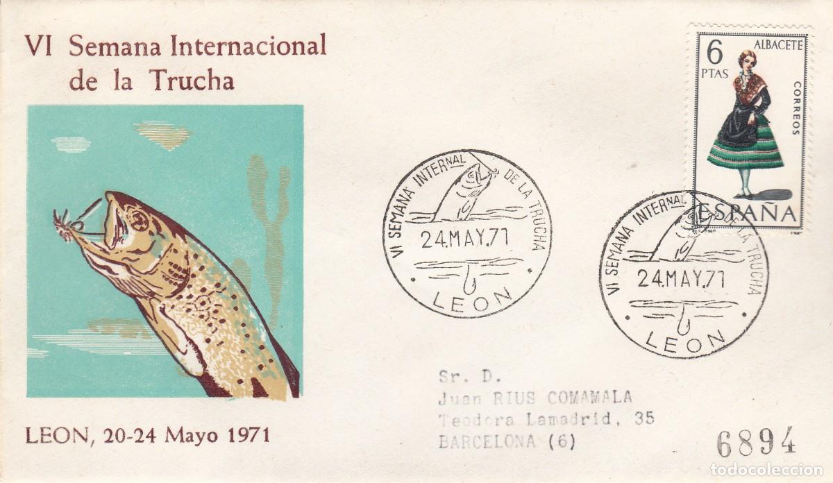 Sellos: MATASELLOS SEMANA INT. DE LA TRUCHA - LE&Oacute;N - 1971