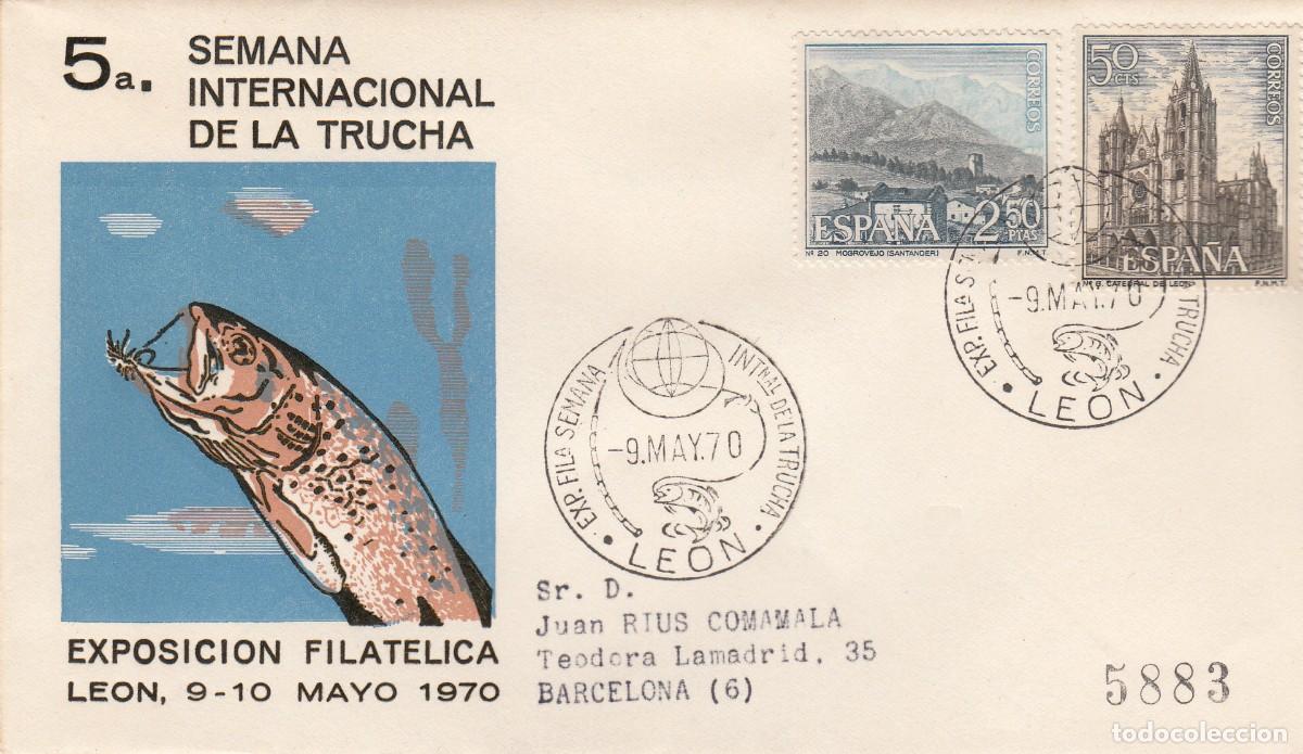 Sellos: MATASELLOS EXPOSICI&Oacute;N FILAT&Eacute;LICA INT. DE LA TRUCHA - LE&Oacute;N - 1970