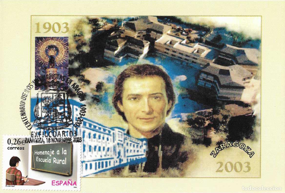Sellos: RELIGION HH MARISTAS EN ARAGON CENTENARIO, ZARAGOZA 2003 MATASELLOS TARJETA MUY RARO ASI VER REVERSO