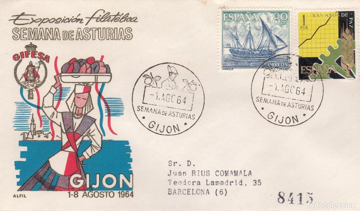 Sellos: MATASELLOS SEMANA DE ASTURIAS . GIJ&Oacute;N - 1964
