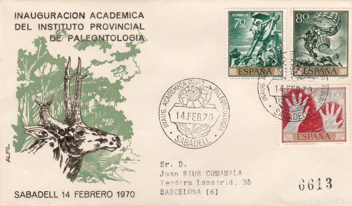 Sellos: MATASELLOS INAUG. ACAD&Eacute;MICA INSTITUTO PROVINCIAL DE PALEONTOLOGIA - SABADELL - 1970