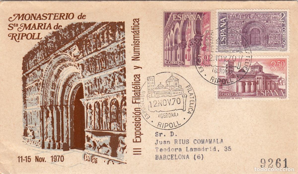 Sellos: MATASELLOS EXPOSICI&Oacute;N FILAT&Eacute;LICA MONASTERIO DE RIPOLL - 1970