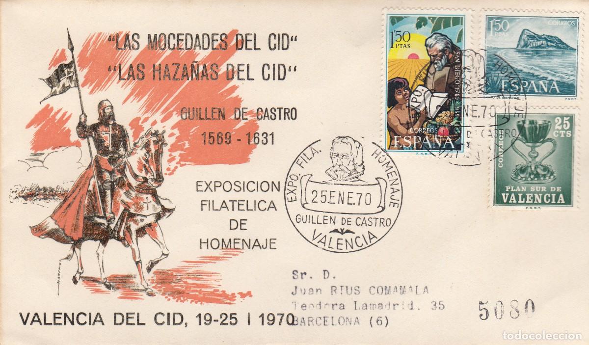 Sellos: MATASELLOS EXPOS. FILAT&Eacute;LICA HOMENAJE LAS MOCEDADES DEL CID - GUILLEN DE CASTRO - 1970