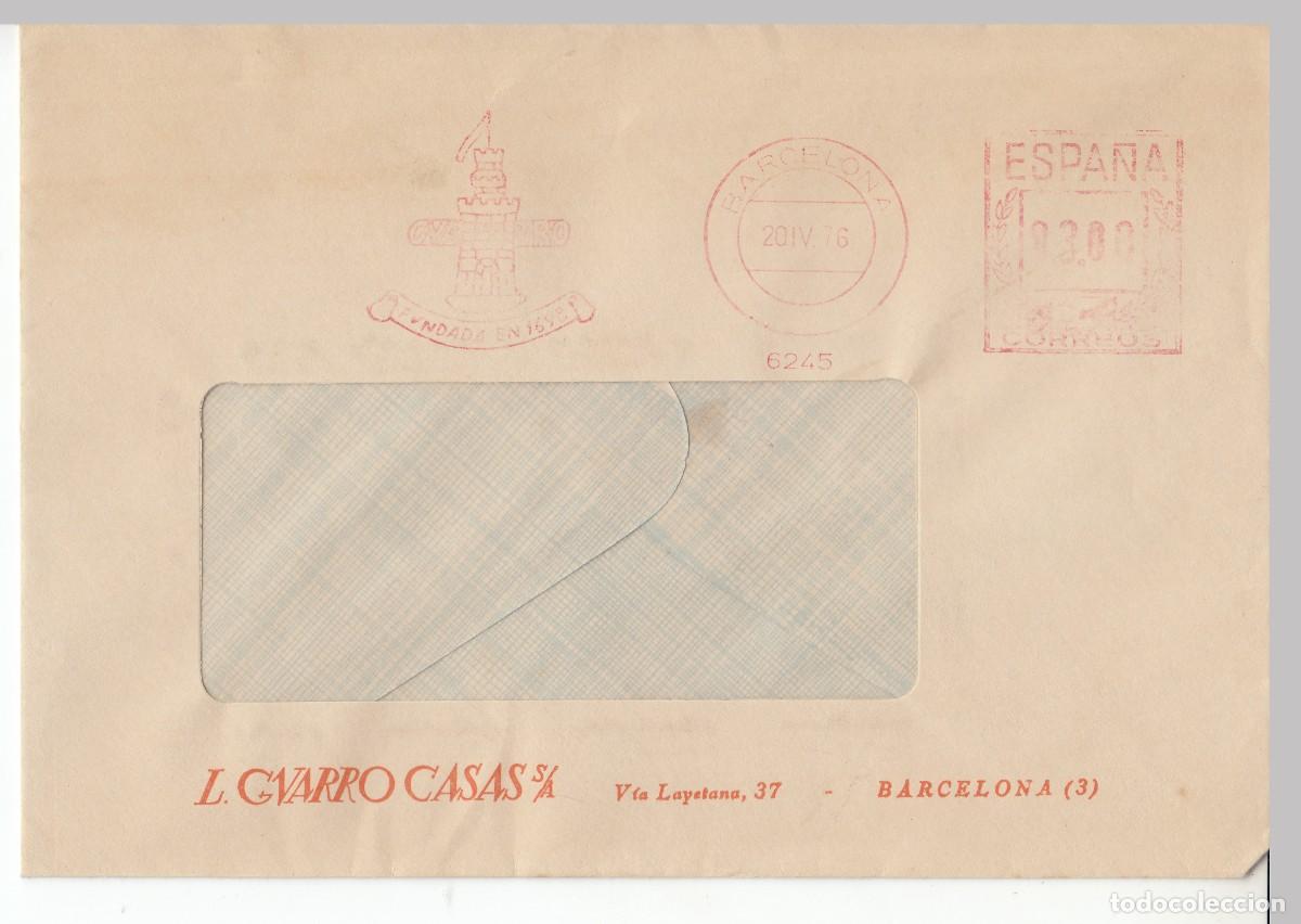 Sellos: 1976 FRANQUEO MECANICO BARCELONA GUARRO 1698 N&ordm; 6245. MEMBRETE L GUARRO CASAS