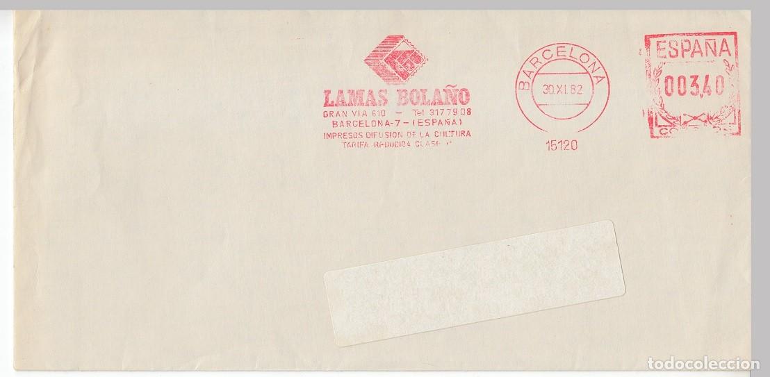Sellos: 1982 FRANQUEO MECANICO BARCELONA LAMAS BOLA&Ntilde;O IMPRESOS DIFUSION CULTURA TARIFA REDUCIDA CLASE 1&ordf;