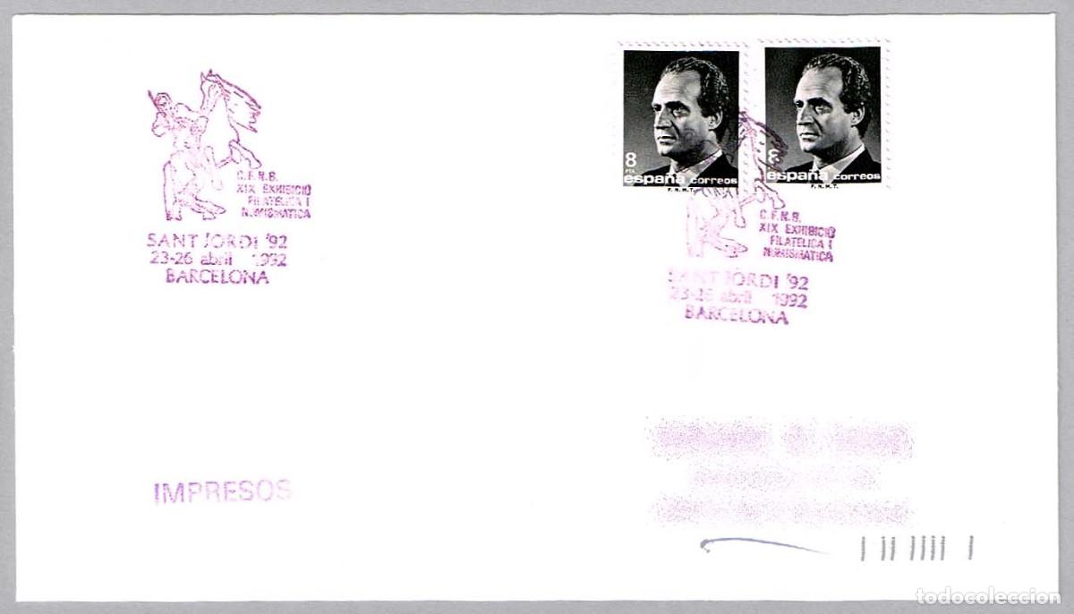 Sellos: Matasellos EXP.FIL. SANT JORDI '92. Barcelona 1992