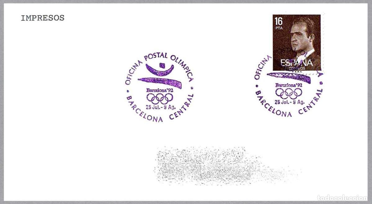 Sellos: Matasellos JUEGOS DE LA XXV OLIMPIADA - OFICINA POSTAL OLIMPICA. Barcelona 1992
