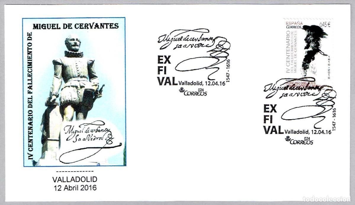 Sellos: Matasellos 400 A&Ntilde;OS MUERTE DE MIGUEL DE CERVANTES. Valladolid 2016
