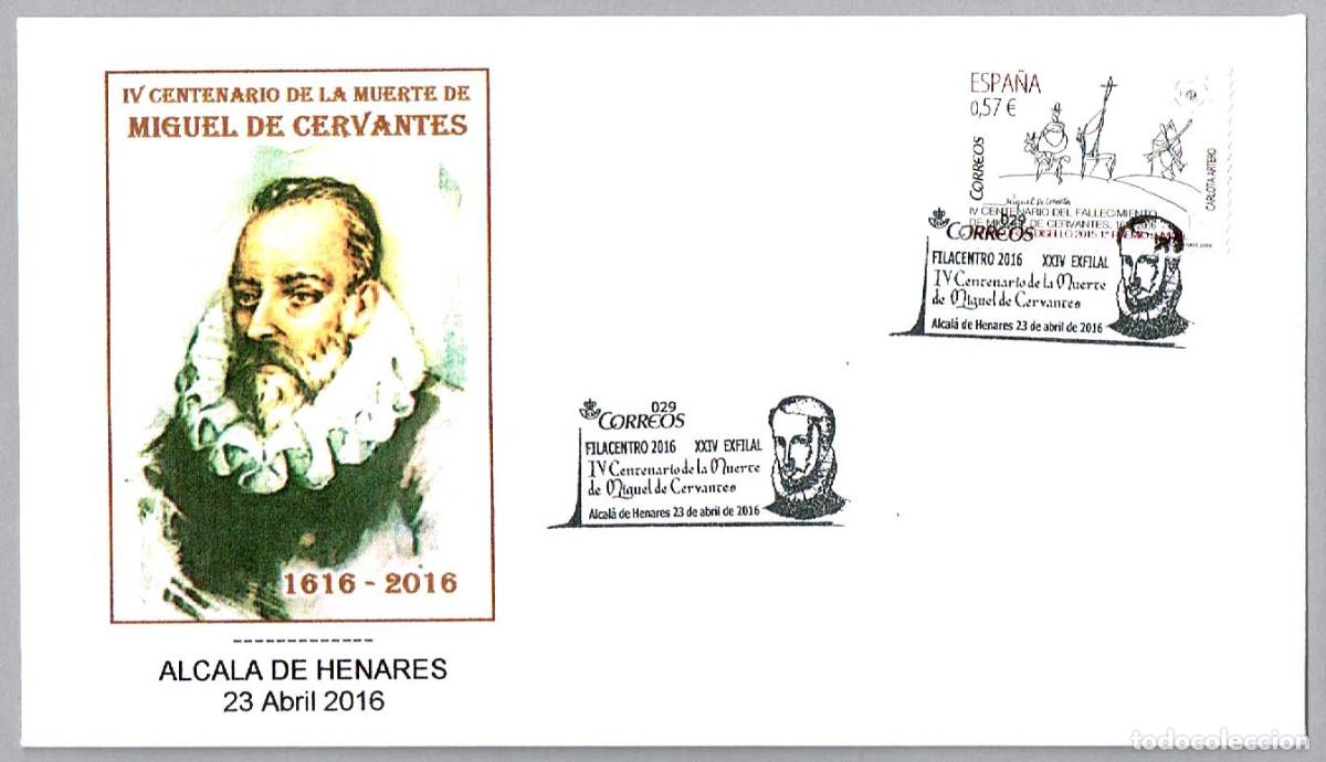 Sellos: Matasellos 400 A&Ntilde;OS MUERTE DE MIGUEL DE CERVANTES. Alcala de Henares 2016