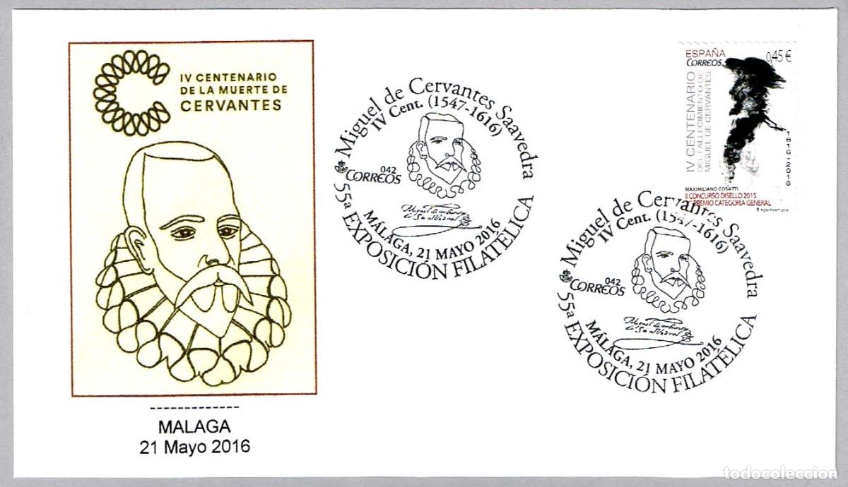 Sellos: Matasellos 400 A&Ntilde;OS MUERTE MIGUEL DE CERVANTES. Malaga, Andalucia, 2016