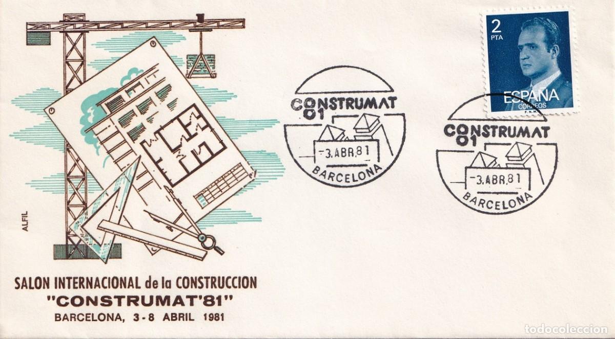 Sellos: Sobre Alfil Barcelona 1981 - Sal&oacute;n Internacional de la Construcci&oacute;n Construmat 81 - Matasellos esp.