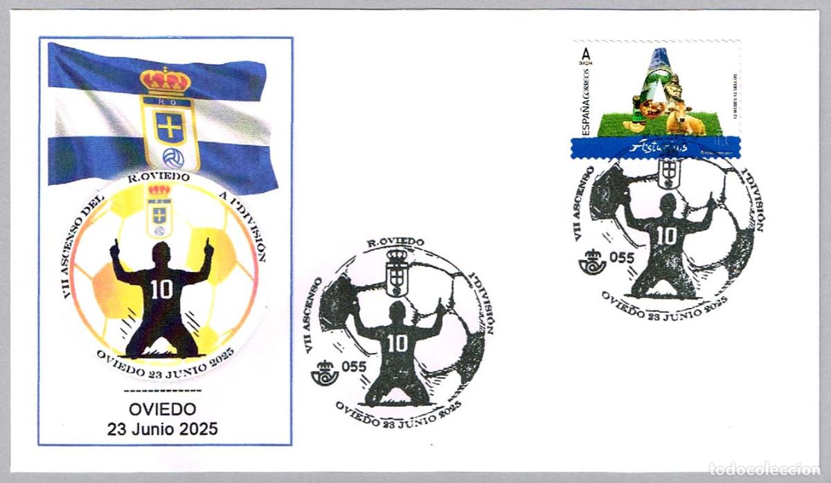 Sellos: Matasellos ASCENSO DE R. OVIEDO A 1&ordf; DIVISION. Oviedo, Asturias, 2025