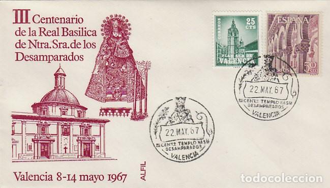 Sellos: A&ntilde;o 1967, VALENCIA, VIRGEN DE LOS DESAMPARADOS, III CENTENARIO DE LA BASILICA SOBRE DE ALFIL