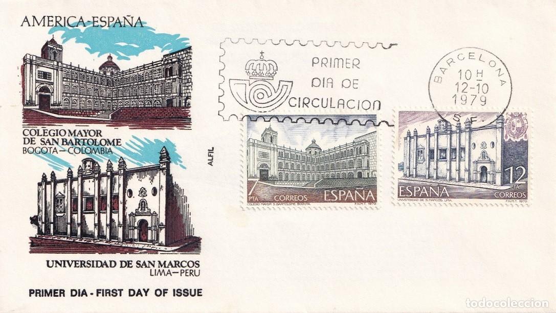 Sellos: SPD Barcelona 1979 - Am&eacute;rica-Espa&ntilde;a - Colegio Mayor de San Bartolom&eacute; - Universidad de San Marcos