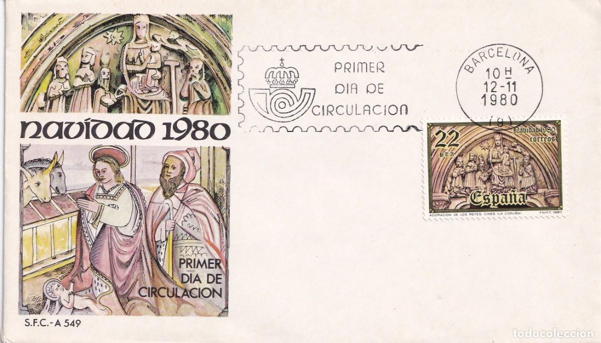 Sellos: SPD Barcelona 1980 - Navidad - Mural g&oacute;tico e Iglesia de Cinis en Oza de los R&iacute;os (La Coru&ntilde;a) - FDC