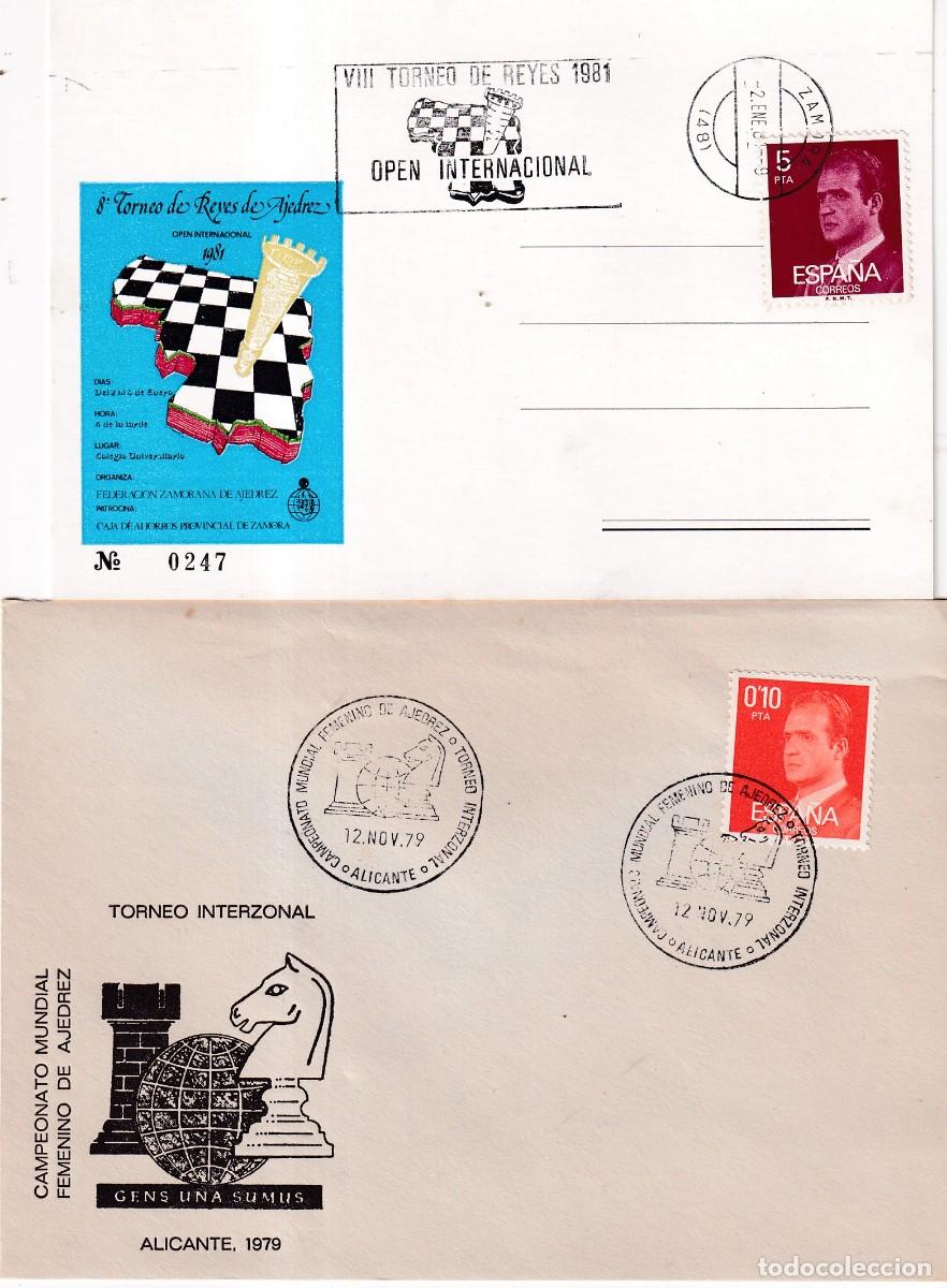 Sellos: AJEDREZ CHESS - VIII TORNEO DE REYES 1981 - ZAMORA - EN CARTULINA NUMERADA + SOBRE ALICANTE 1979