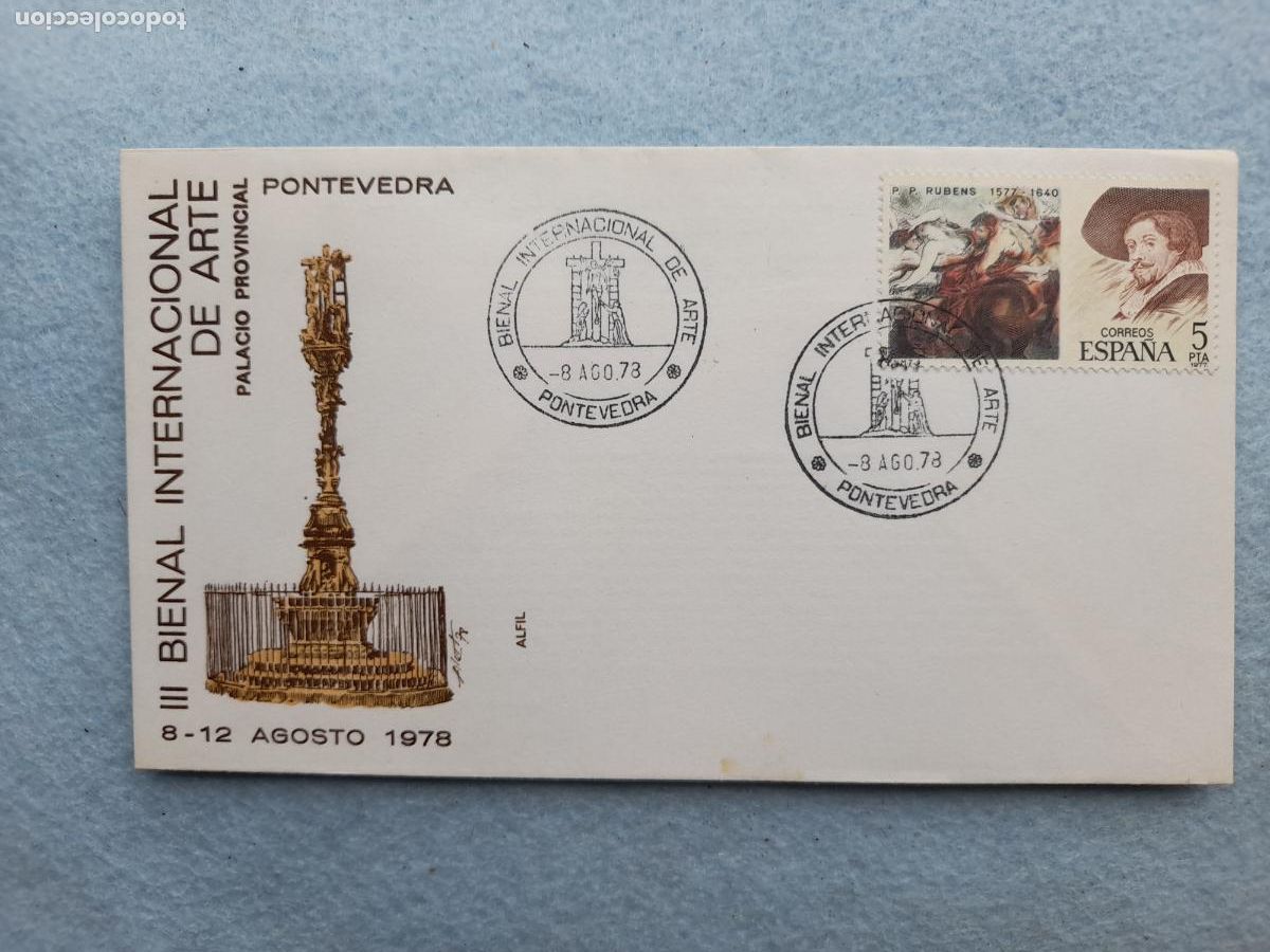 Briefmarken: Sobre franqueado III Bienal de Arte Pontevedra. A&ntilde;o 1973.