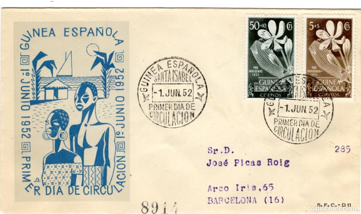 Selos: SC31 Sobre del primer d&iacute;a circulado y certificado GUINEA ESPA&Ntilde;OLA a&ntilde;o 1952 v.c. 7.25 &euro;