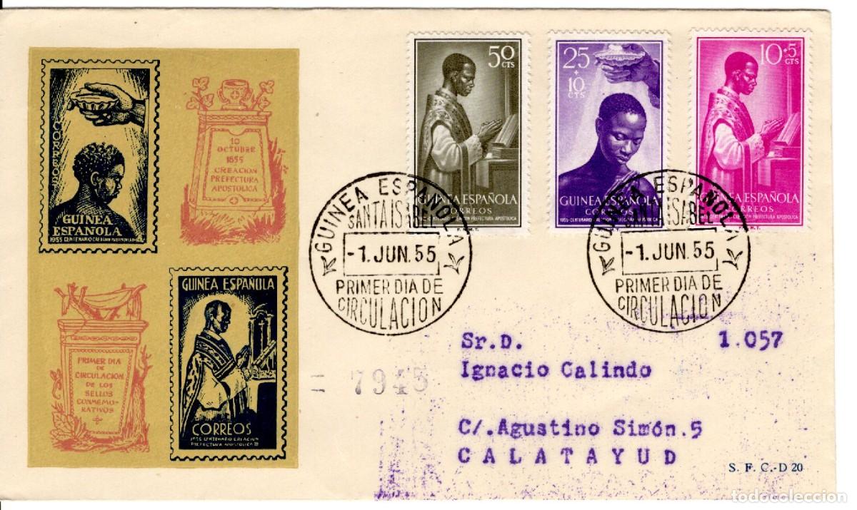 Selos: SC41 Sobre del primer d&iacute;a circulado y certificado GUINEA ESPA&Ntilde;OLA a&ntilde;o 1955 v.c. 4.10 &euro;