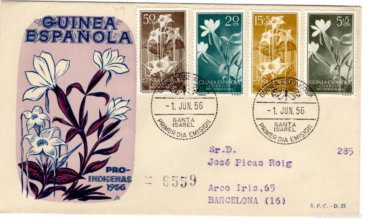 Selos: SC45 Sobre del primer d&iacute;a circulado y certificado GUINEA ESPA&Ntilde;OLA a&ntilde;o 1956 v.c. 5.10 &euro;