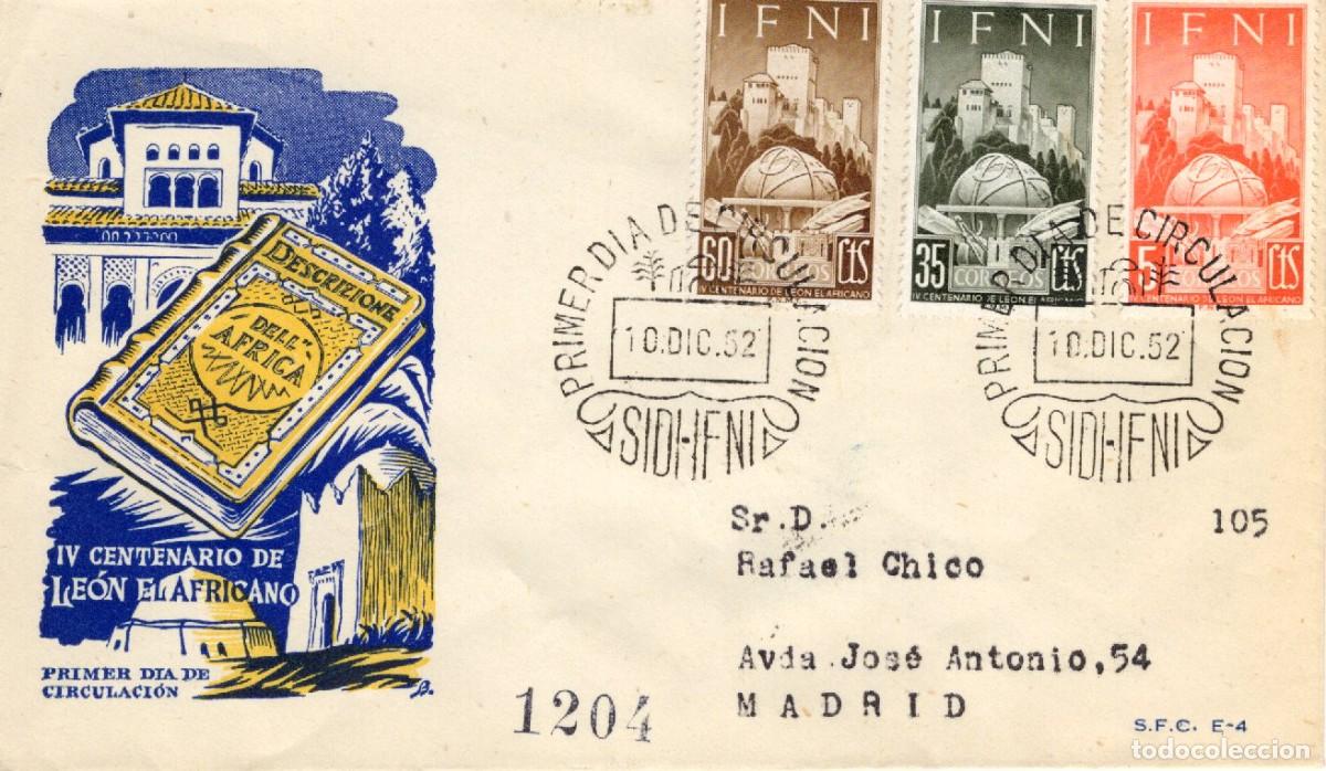 Selos: SC64 Sobre del primer d&iacute;a circulado y certificado IFNI a&ntilde;o 1952 v.c. 5 &euro;