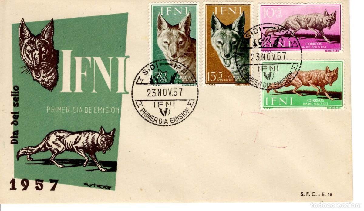 Selos: SC67 Sobre del primer d&iacute;a no circulado IFNI a&ntilde;o 1957 v.c. 5 &euro;