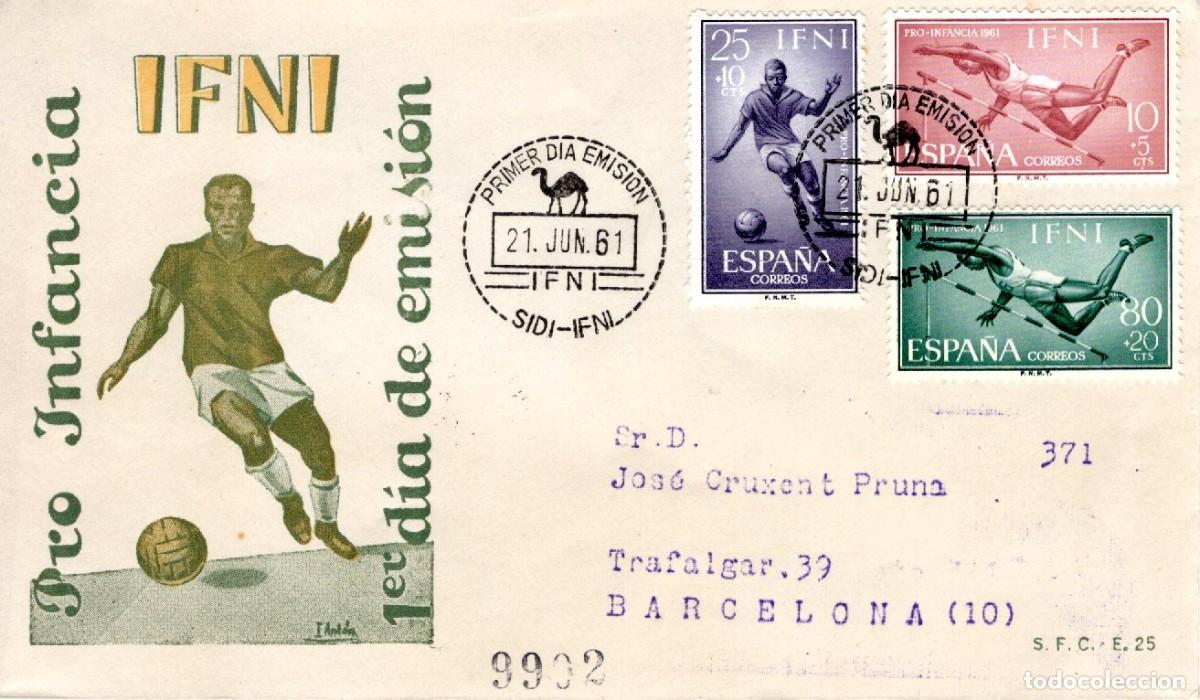 Stamps: SC77 Sobre del primer d&iacute;a circulado y certificado IFNI a&ntilde;o 1961 v.c. 20 &euro;