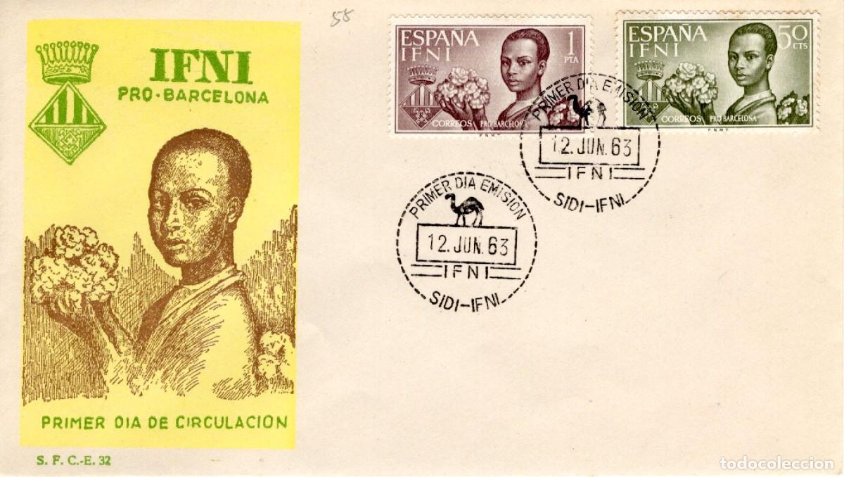Selos: SC81 Sobre del primer d&iacute;a no circulado IFNI a&ntilde;o 1963 v.c. 2 &euro;