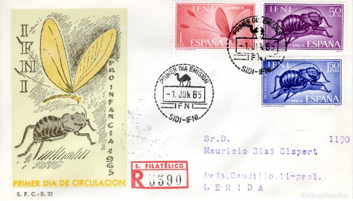 Sellos: SC91 Sobre del primer d&iacute;a circulado y certificado IFNI a&ntilde;o 1965 v.c. 2.25 &euro;
