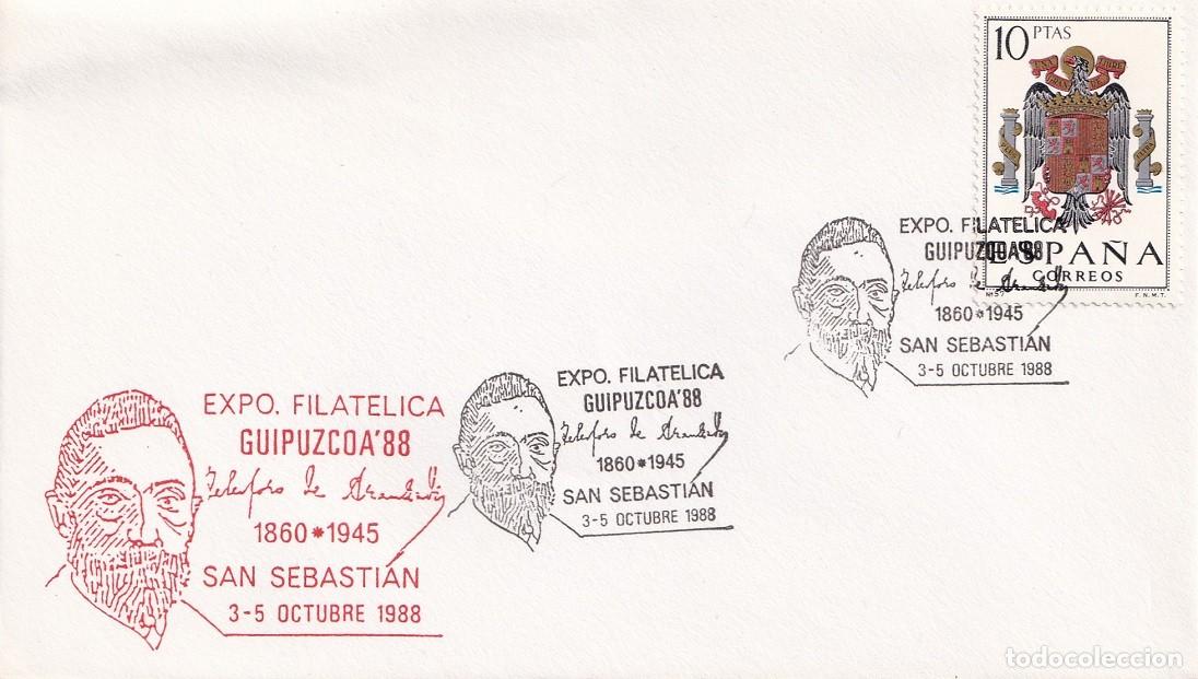 Sellos: Sobre San Sebasti&aacute;n 1988 - Telesforo de Aranzadi 1860-1945 - Exposici&oacute;n Filat&eacute;lica Guipuzcoa 88