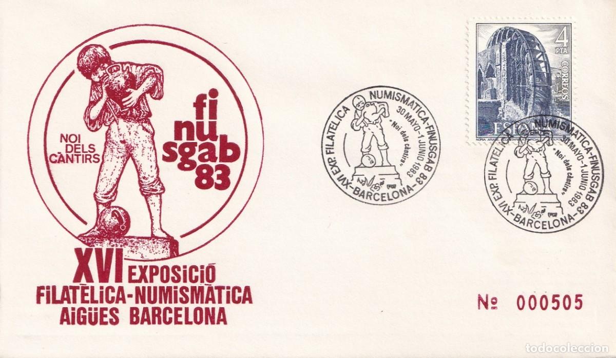 Sellos: Sobre Barcelona 1983 Finusgab 83 - XVI Exposici&oacute; filat&egrave;lica i numism&agrave;tica - Noi del c&agrave;ntirs - N&ordm; 505