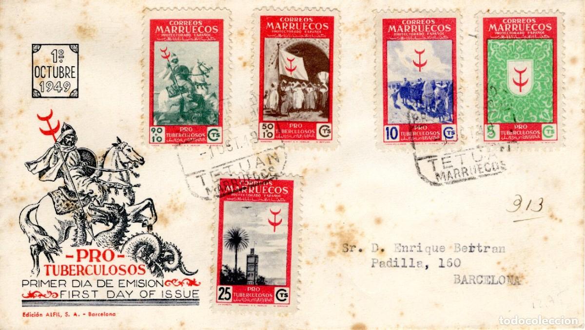 Stamps: SC99 Sobre del primer d&iacute;a circulado y certificado MARRUECOS a&ntilde;o 1949 v.c. 12.75 &euro;