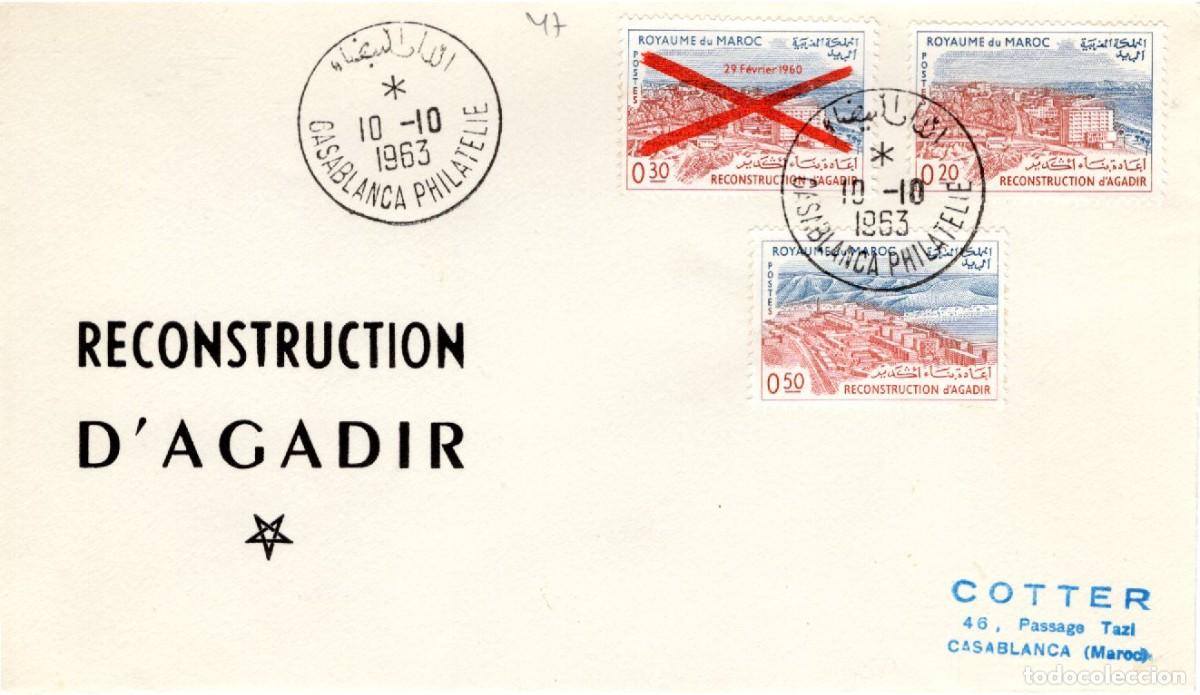 Francobolli: SC113 Sobre del primer d&iacute;a reconstrucci&oacute;n agadir no circulado MARRUECOS a&ntilde;o 1963