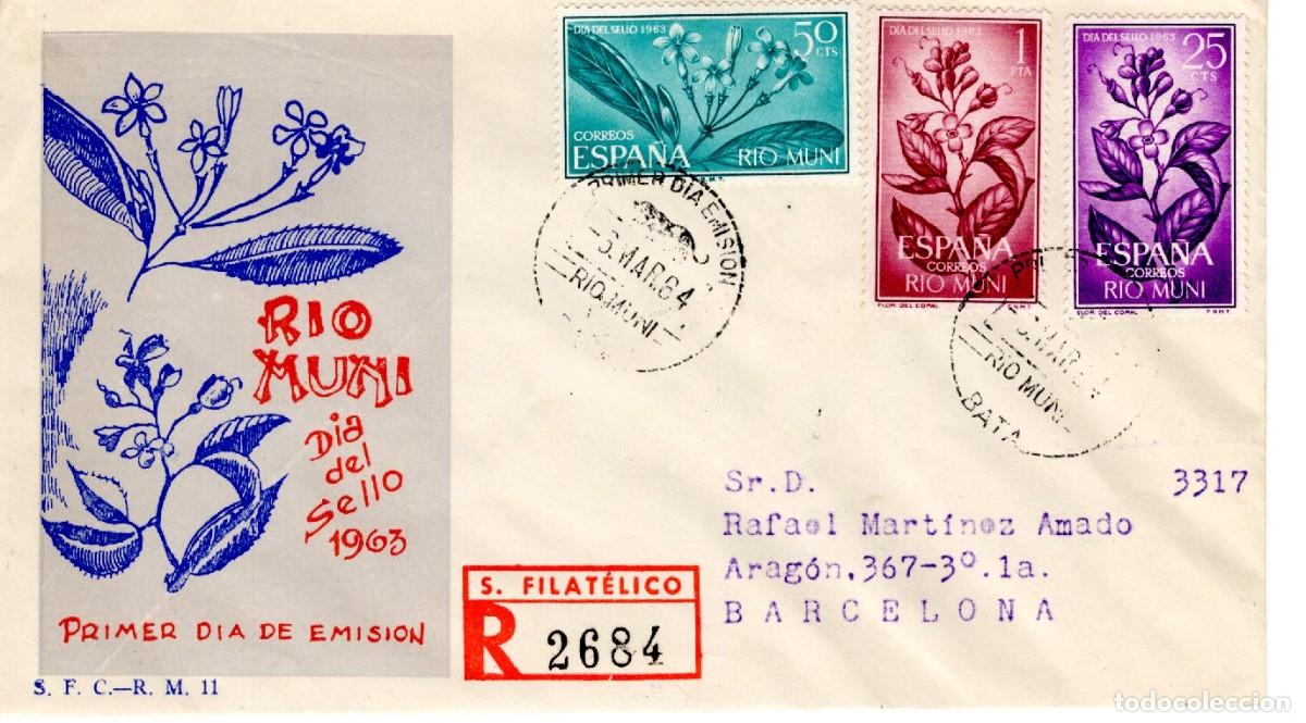 Sellos: SC125 Sobre del primer d&iacute;a circulado y certificado RIO MUNI a&ntilde;o 1964 v.c. 2.25 &euro;