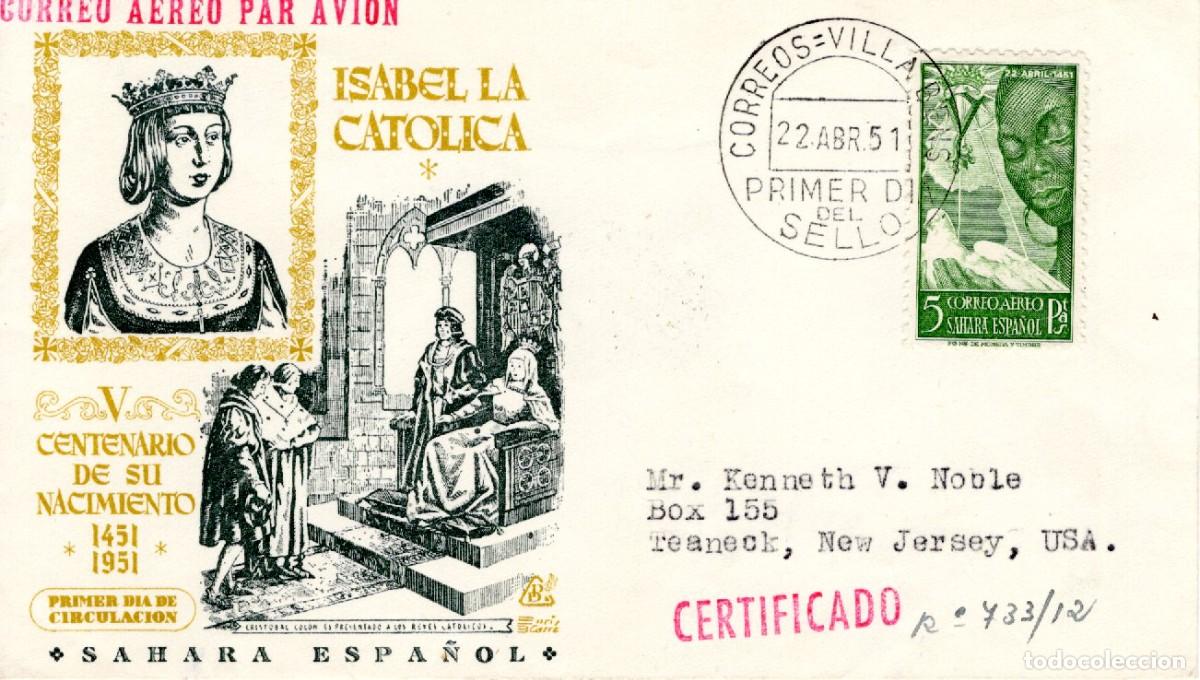 Francobolli: SC142 Sobre del primer d&iacute;a circulado y certificado SAHARA a&ntilde;o 1951 v.c. 27 &euro; SPD RARO