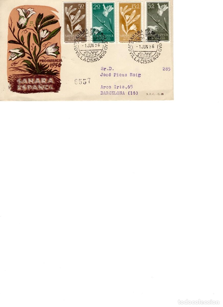 Selos: SC168 Sobre del primer d&iacute;a circulado y certificado SAHARA a&ntilde;o 1956 v.c. 5 &euro;