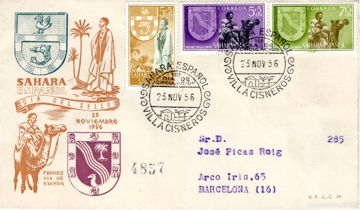 Stamps: SC169 Sobre del primer d&iacute;a circulado y certificado SAHARA a&ntilde;o 1956 v.c. 4 &euro;