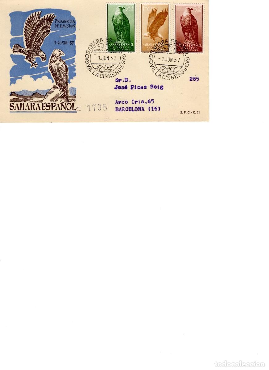 Selos: SC171 Sobre del primer d&iacute;a circulado y certificado SAHARA a&ntilde;o 1957 v.c. 4 &euro;