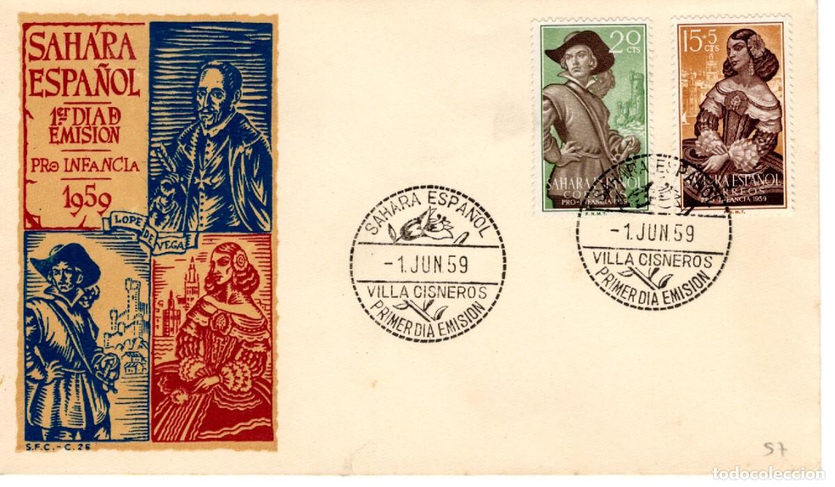 Stamps: SC176 Sobre del primer d&iacute;a no circulado SAHARA a&ntilde;o 1959 v.c. 2.75 &euro;